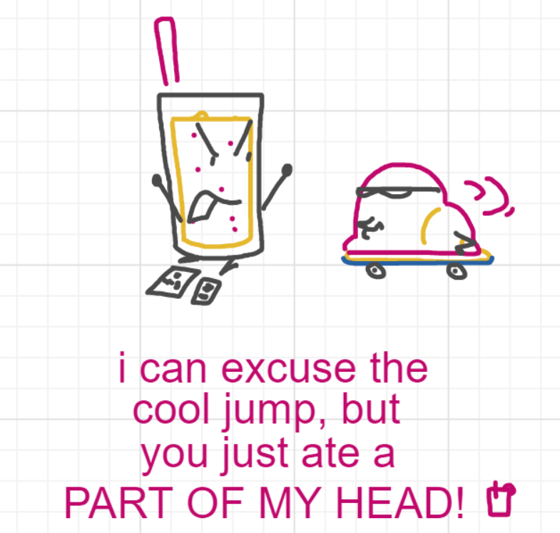 A panel from Running Duos, episode four of the Board Boards object show by Furretwalk/WalkingFurret.